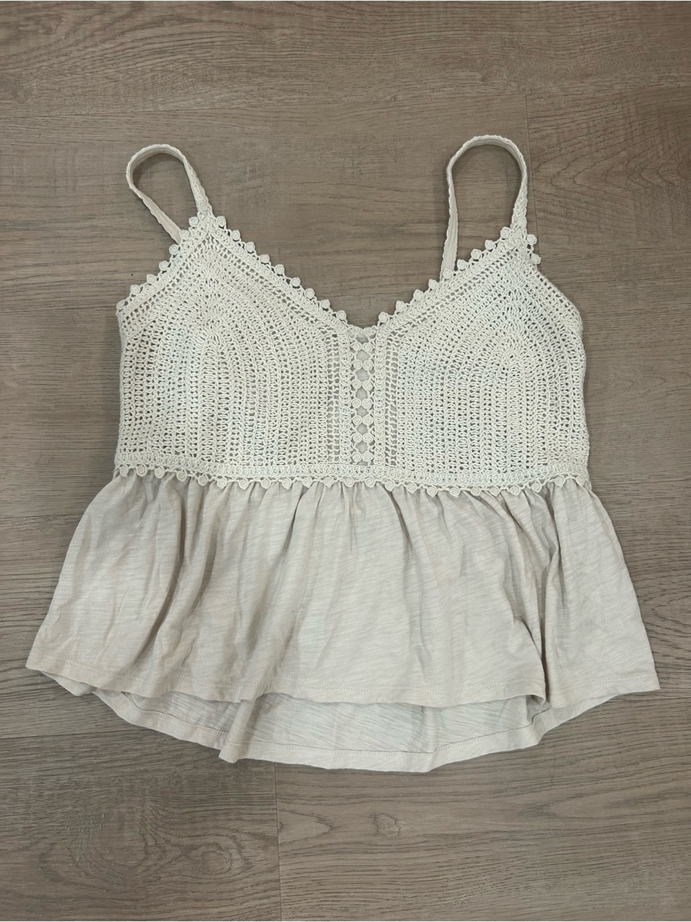 Old Navy Cream Crochet Peplum Cami